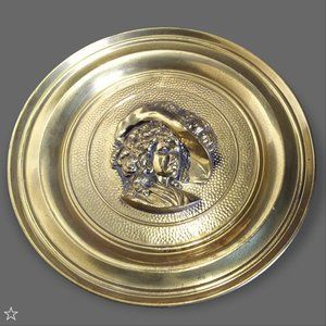 Vtg Lombard 16in Large Brass Wall Relief Plate French Woman Bust 1800 England
